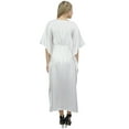 thumbnail image 4 of Bimba Women's White Caftan Floral Satin Kaftan Dress Designer Maxi Coverup-4, 4 of 5