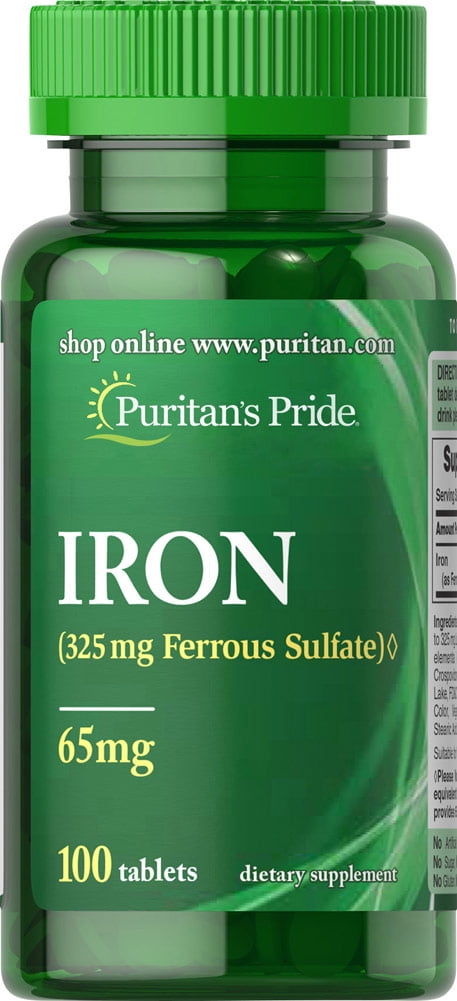 Puritan's Pride Iron Ferrous Sulfate 65 mg - 100 Tablets