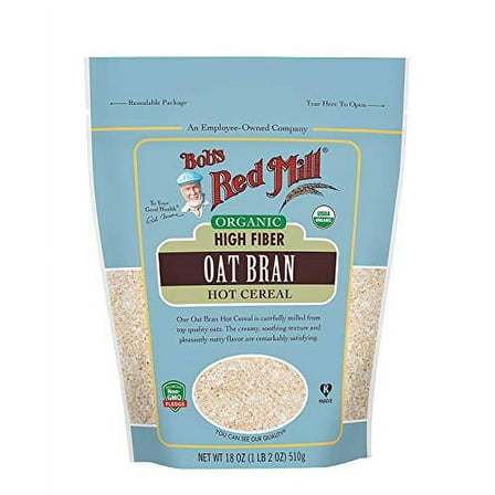 Bob's Red Mill Organic Oat Bran Hot Cereal 18 Ounce (Pack of 2)