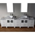 thumbnail image 2 of Dior 110" Double Bath Vanity in White with White Marble Top and Square Sinks with Brushed Nickel Faucets with Matching Mirror, 2 of 2