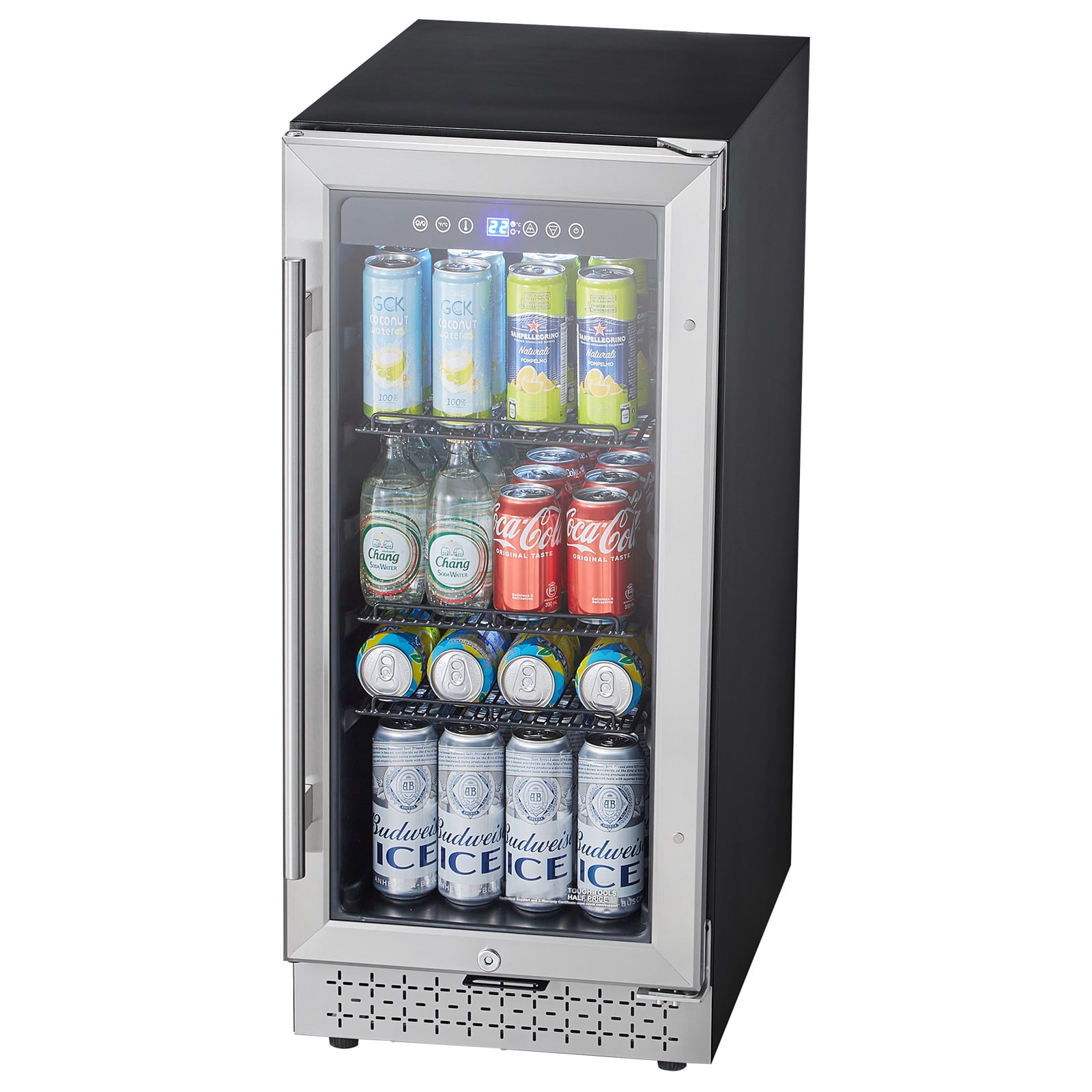 KFFKFF Drink Cooling Appliance, 88-Can Capacity, Compact Refrigerator with Transparent Door, Customizable Racks, Digital Temp Regulation, Suitable for Integrated or Standalone Use in Home, Office