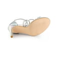 thumbnail image 5 of BLISSFUL STEP Women's Open Toe Strappy Ankle Strap Back Zip Stiletto Heel Sandals Silver 7, 5 of 8
