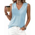 thumbnail image 3 of BTFBM Womens Tank Tops Summer Eyelet Crossed V Neck Sleeveless Casual Loose Fit Basic Spring Top Vacation Outfits, 3 of 7