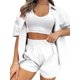 thumbnail image 3 of Sunloudy Conjunto de 2 piezas de verano a juego para mujer, camisa abotonada de media manga de color sólido + conjunto de pantalones cortos con cintura elástica para damas Sunloudy  S M L XL XXL, 3 of 7