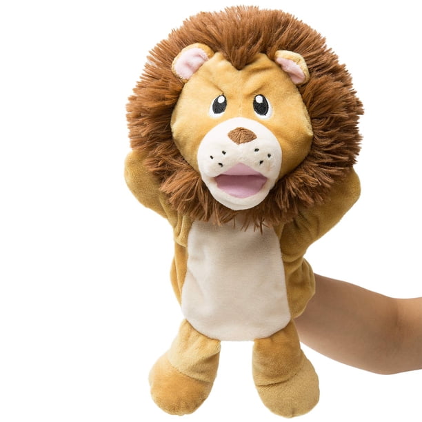 Marioneta de peluche HollyHome Lion Zoo, 35 cm, color amarillo