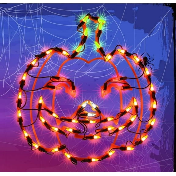 13.3" Halloween Decorations Window Silhouette Holiday Displays, Light Up Halloween Window Lights, Lighted Jack-O-Lantern for Party Home Tabletop Halloween Ornamet（Halloween Jack-O-Lantern)