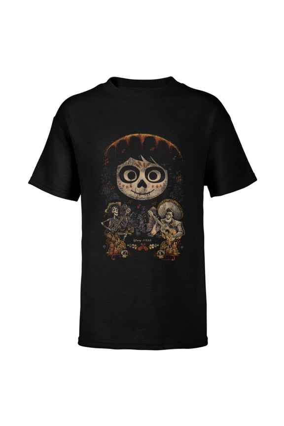 Disney and Pixar's Coco Miguel Hector and Ernesto - Short Sleeve T-Shirt for Kids - Customized-Black
