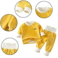 thumbnail image 4 of KYAIGUO Kids Toddlers Boys Girls 2Pcs Thermal Underwear Set Autumn Winter Baby Plush Thickening High Waist Belly Protection Loungewear Set 4M-4Y Newborn Sleepwear Sets Kid Jammies Set Clothing, 4 of 5