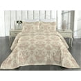 thumbnail image 2 of Ambesonne Damask Quilted Bedspread Set 3 Pcs, Rococo Renaissance Flowers, King, Pale Camel Pale Redwood, 2 of 4