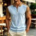 thumbnail image 6 of DayScoop Mens T-Shirt Fashion T Shirt Oversize Casual Summer Color-block Zip Lapel Loose Brethable Tops Tees Plus Size, 6 of 6