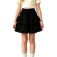 thumbnail image 3 of Eltusu Girls Uniform Skirts, Above the Knee Elastic Waistband Lightweight School Pleated Skirts Black Size 9-10T, 3 of 7