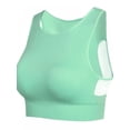 thumbnail image 4 of Sonbest Female Mesh Stitching Sports Bras Shake Proof Quick Dry Fitness Yoga Bra Gym Wire Free Push Up Running Green S, 4 of 5
