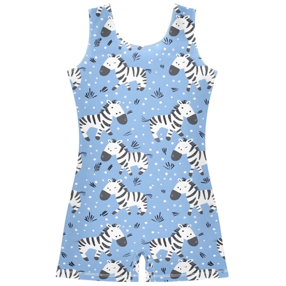 Gymnastics Leotard Sleeveless Zebra and Grass Stretchy Dance Bodysuit Breathable Athletic Ballet Yoga Outfit for Ages 3-14
