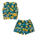 thumbnail image 5 of chaqlin Lemon Leaf Flowers Print T-Shirt and Shorts Outfit Set for Girls 5-14 - 2 Piece Summer Short Set Outfit - Girls Sleeveless Tank Top Running Walking Activewear, 5 of 7