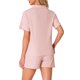 thumbnail image 3 of Conjunto de pijamas para mujeres INSPIRE CHIC 100% algodón, con botones, cuello de muesca, ropa de dormir de manga corta, traje de 2 piezas con bolsillos, M, rosa, 3 of 6