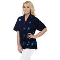 thumbnail image 3 of HAPPY BAY Women's Casual Solid Hawaiian Blouse Shirt T-Shirt Blouses Short Sleeve Button Up Dress Tee Shirts Tops for Women S Midnight Sky_AD556, 3 of 3
