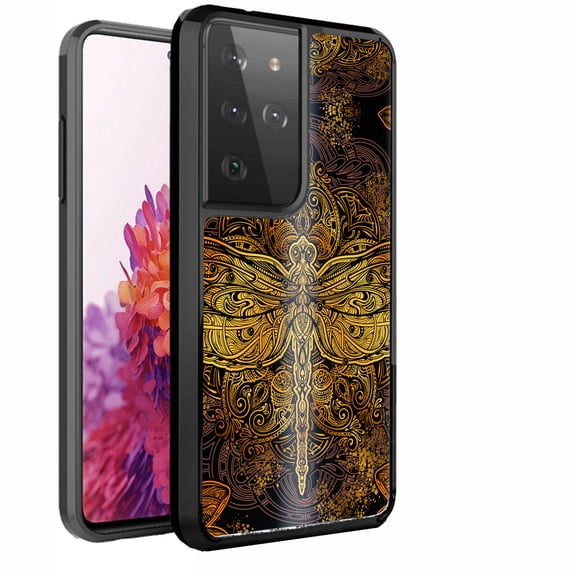 DALUX Ultra Slim PC-TPU Case Compatible with Galaxy S21 Ultra 5G 6.8 inch (2021) - Brown Dragonfly