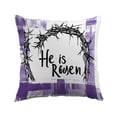 thumbnail image 2 of NWOKYZGH 1Pc Easter Throw Pillow Covers 17 x 17 Inch, He is Risen Spring Farmhouse Holiday Purple Cushion Case for Home Sofa Couch Decoration, 2 of 6