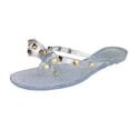 thumbnail image 3 of Women Jelly flip Flop Bow Sandals-Beach Flat Rivets Rain Ankle Strap Thong Nude, 3 of 5
