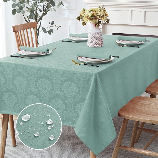 Romanstile Mantel rectangular de jacquard de otoño – Manteles decorativos con estampado floral de damasco impermeables, manteles de tela pesados para cenas/fiestas/vacaciones, 60 x 102 pulgadas, color