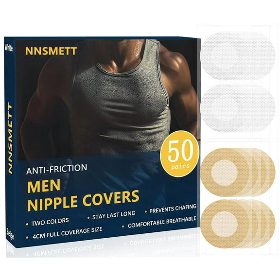 100Pcs(50 Pairs) Men's Nipple Cover, Nipple Covers for Men No Show, Nipple Guard Mens, Mens Nipple Covers Tape, Mens Nipple Cover Hider Anti-Chafing, for Running, Fitness, Daily Wear