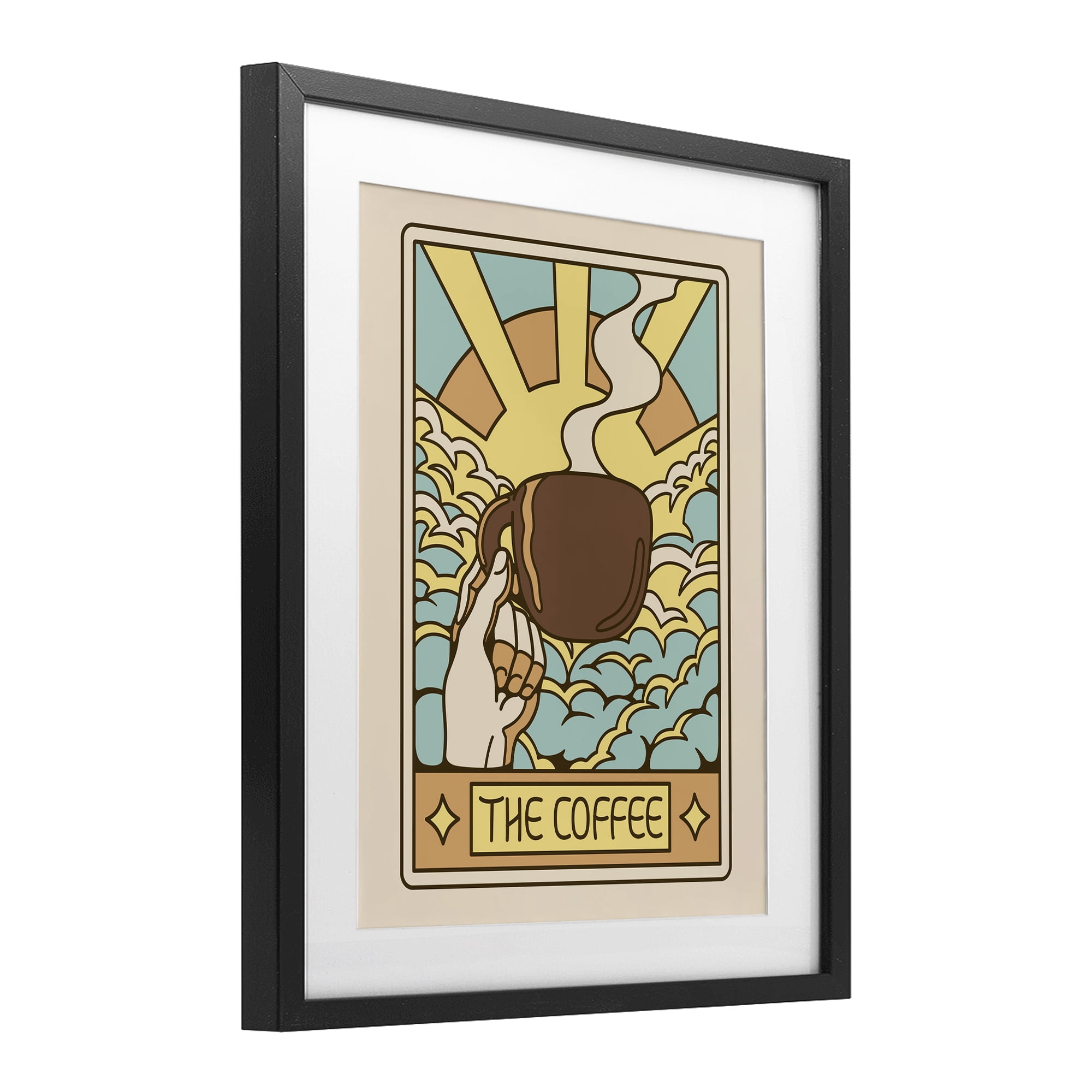 Stupell Industries The Coffee Muted Tarot Black Framed Print Under Glass, design by Tobe Fonseca