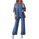 thumbnail image 3 of Set de salón Outfit PRETTYGARDEN para mujer, 2 piezas, azul, talla M, 3 of 8