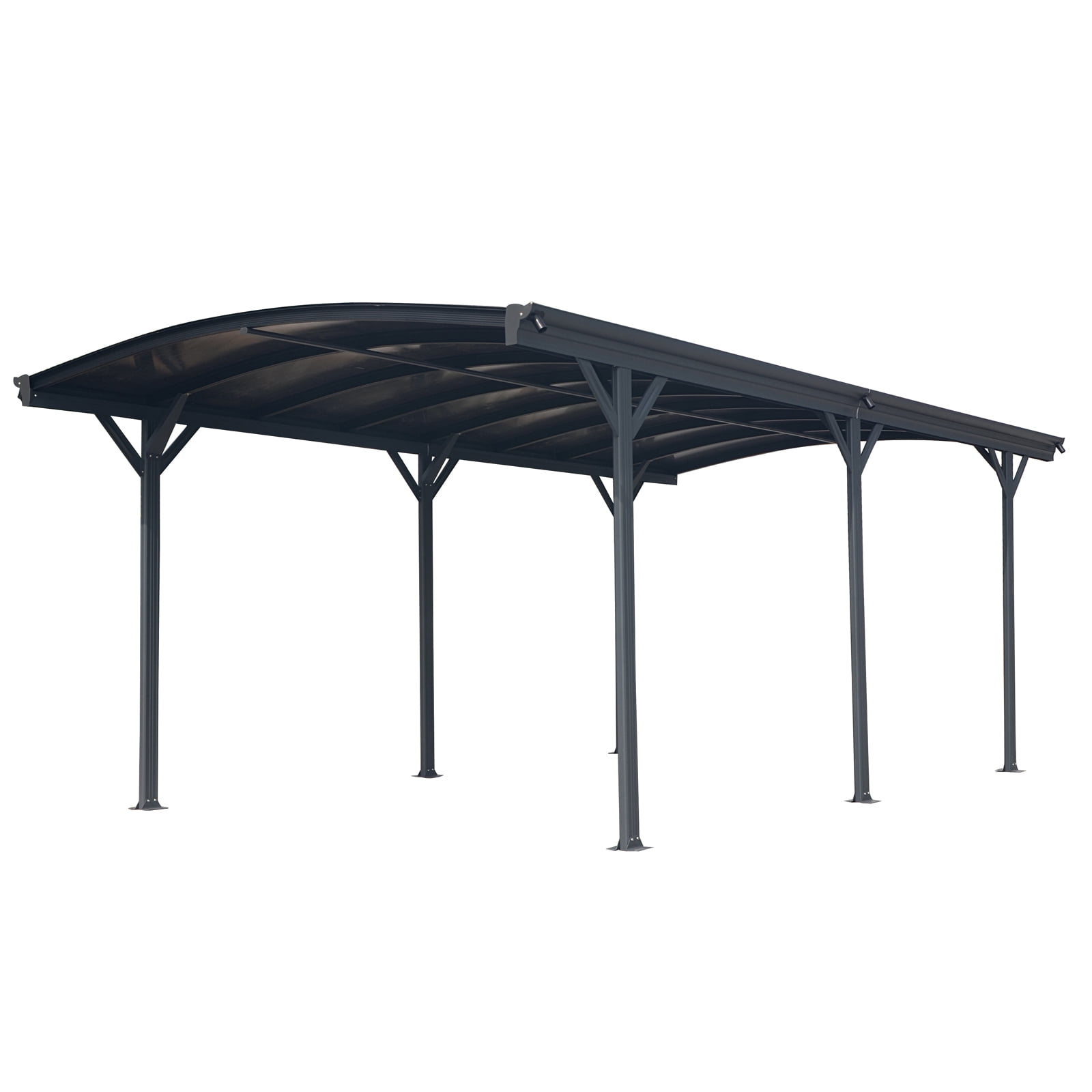 10 FT X 19 FT Outdoor Carport Arch Carport Aluminum Metal Frame and Polycarbonate Panels Car Port for Outdoor Driveway Car, Truck