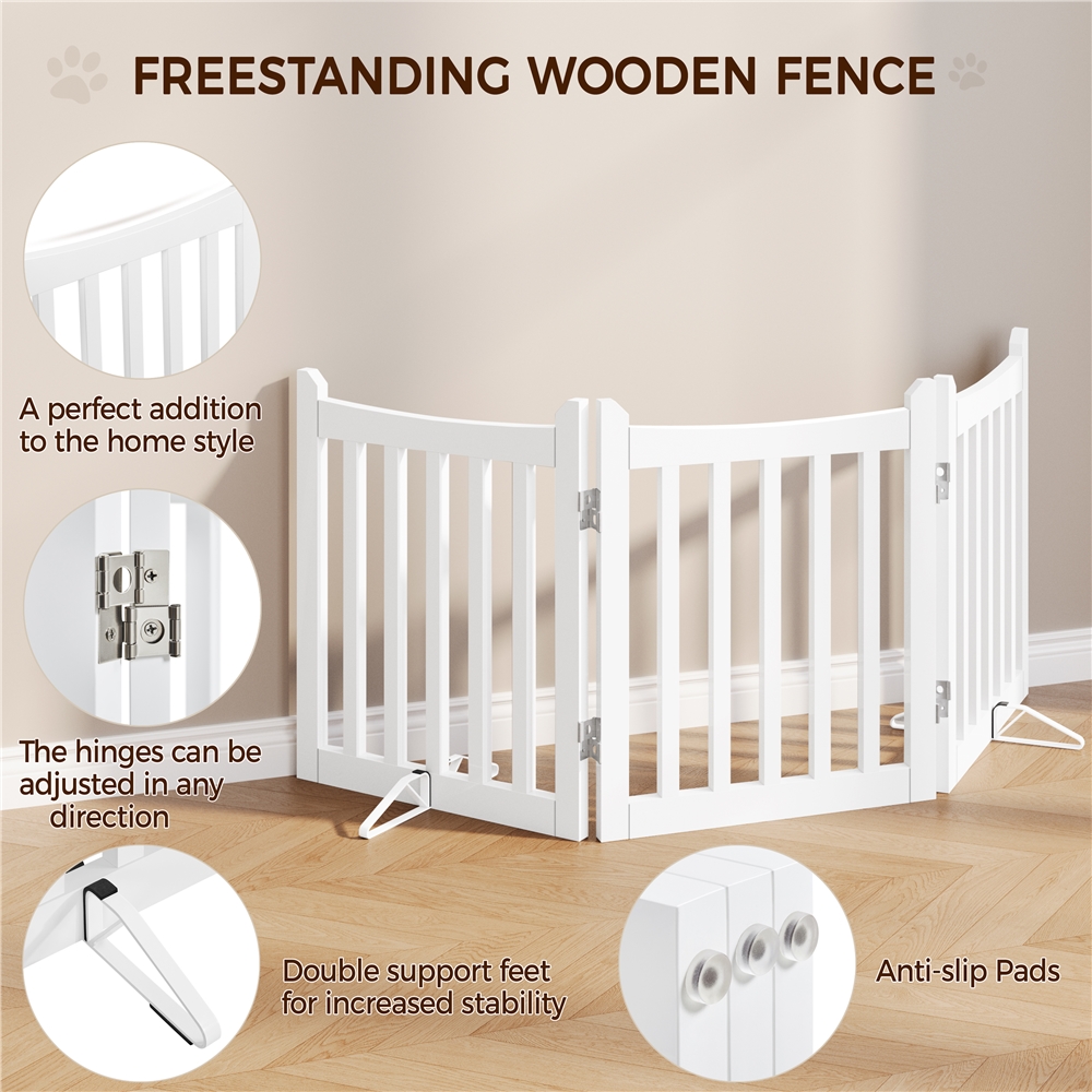 Yaheetech 24" Tall Freestanding Wooden Fence with Door, White