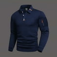 thumbnail image 2 of LNWUY Men's Solid Color Long Sleeved Lapel Button Small Square Top T-shirt Hipster Casual Pullover Sweater Shirts Blue XXXL, 2 of 7