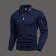 thumbnail image 1 of pstuiky camisetas de manga larga para hombre, Camiseta de manga larga con solapa y botones para hombre, color liso, con cuello cuadrado pequeño salir tops m, 1 of 7