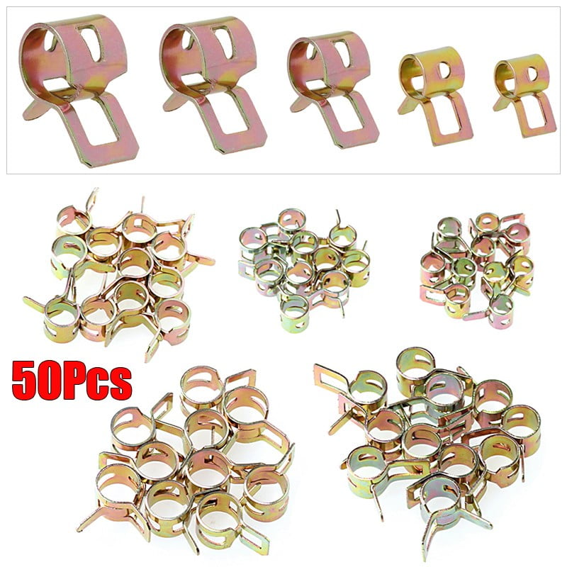 50Pcs Spring Clip 5/6/7/8/9mm Fuel Water Line Hose Pipe Air Tube Clamps Fastener 