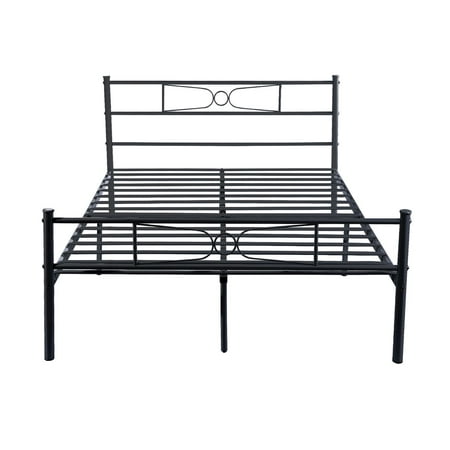 Teraves Platform Metal Bed Frame Foundation Headboard Furniture Bedroom Full