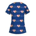 thumbnail image 3 of Valentines Day Working Uniform Shirts for Women Love Heart Printed V-Neck Breathable T-Shirts Short Sleeve Professionals Soft Stretch Scrub Tops with Pockets (Blue), 3 of 4