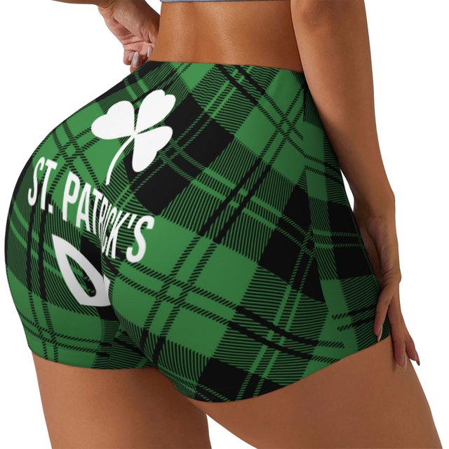 Fotbe St Patrick's day Shorts Sin Costuras – Shorts Deportivos de Cintura Alta para Mujer, Elásticos para Gimnasio, Yoga, Running o Ciclismo-Large