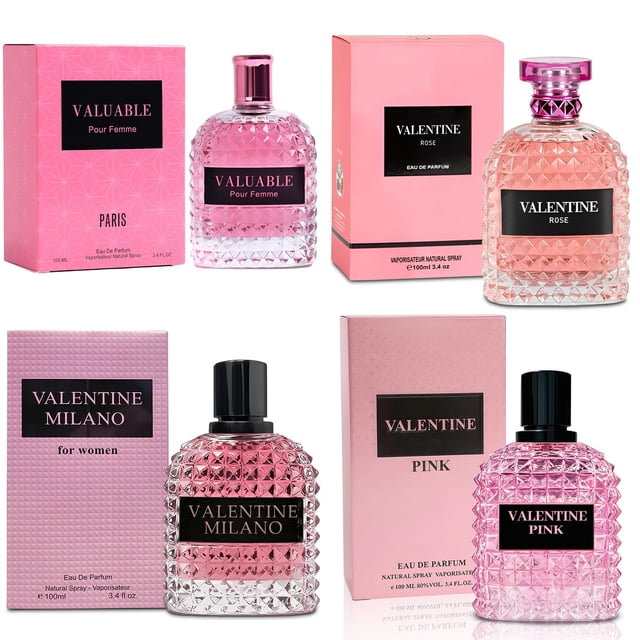 Set de perfume A CENTER, 4 unidades, para mujer, con estampado floral y vainilla, 100 ml