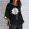 thumbnail image 2 of Xihbxyly Women's 3/4 Sleeve Shirts Women's 3/4 Cropped Sleeve Cotton Linen Top Summer Solid Color Crew Neck T-Shirt Plus Size Vintage Shirt Casual Loose Blouse Trendy Lightweight Soft Plus Size Tops, 2 of 4