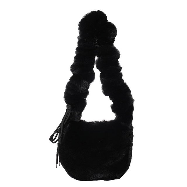 Bolso mini de color liso peludo estilo otoño e invierno, bolso de mujer de moda informal debajo del brazo, bolso de felpa de estilo moderno