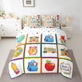 thumbnail image 2 of Homewish Cartoon Bus 7-Piece Bedding Comforter Set,Cute Bags Apple King Bedding Sets,Colorful Print Bed Sheets For Teens,Microfiber Bedroom Decor Reversible, 2 of 8