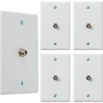 Newhouse Hardware 2-Port TV Cable Wall Plate, F Connector, for Coax Cable, Double Gang Video Wall Jack, 5-Pack, White