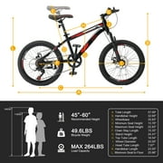 Ktaxon 20 Mountain Bike, 7 Speed Bike with Disc Brakes, Black