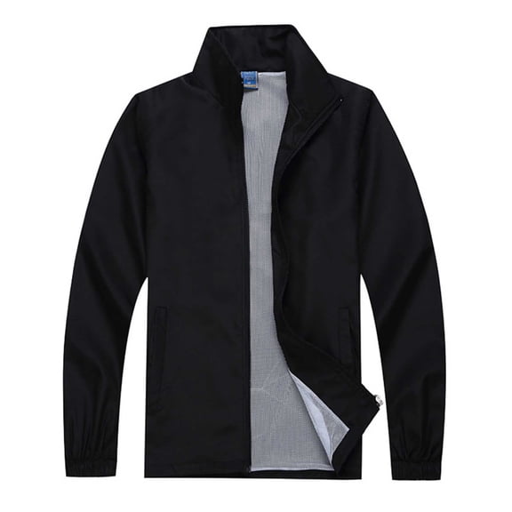 cocolona Mens Casual Sports Jacket Fall Winter Lightweight Full Zip Windbreaker Mesh Lined Coat Fashion Solid Outwear