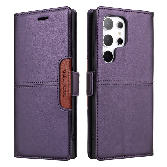 For Samsung Galaxy S25 Ultra PU Leather Wallet Phone Case,Flip Folding Kickstand,With Card Slots & Cash Pocket,Shockproof Anti-fall Rugged Anti-fall Ultra Slim Phone Case Cover,Purple