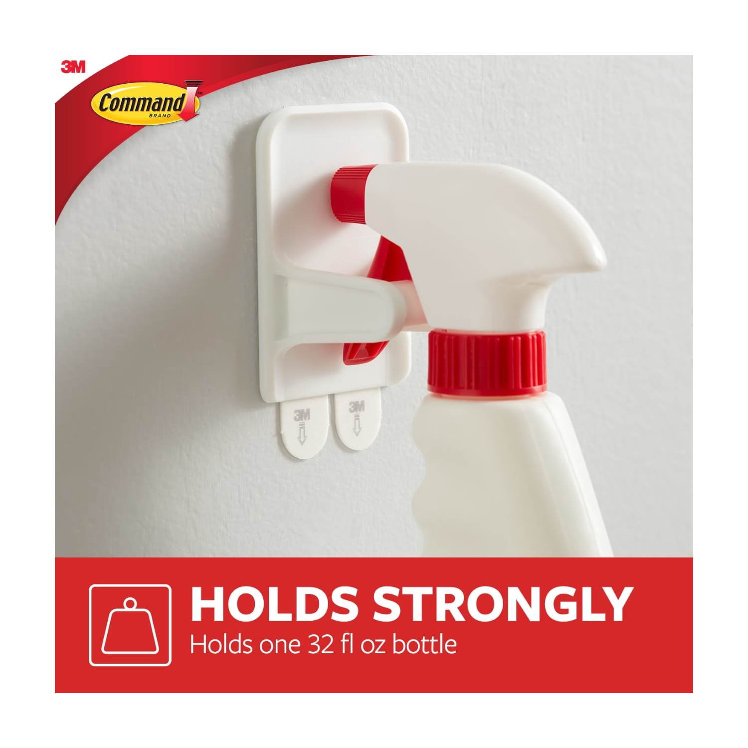 (2 pack) Command Spray Bottle Hangers, 2 White Hangers, 4 Strips