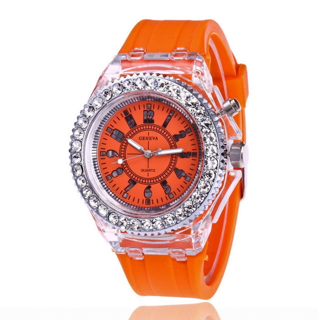 Reloj luminoso LED colorido para hombres y mujeres, reloj de cuarzo fluorescente para estudiantes y hombres