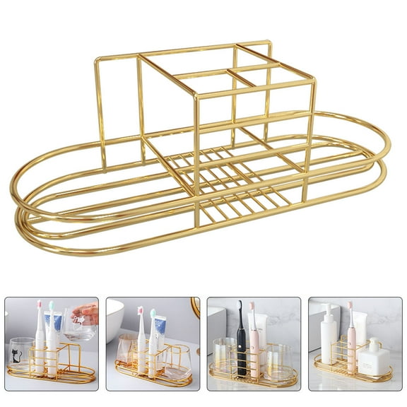 Masteelf Mounted Toothbrush Holder Punch Free Design Iron Bathroom Rack for Home Use