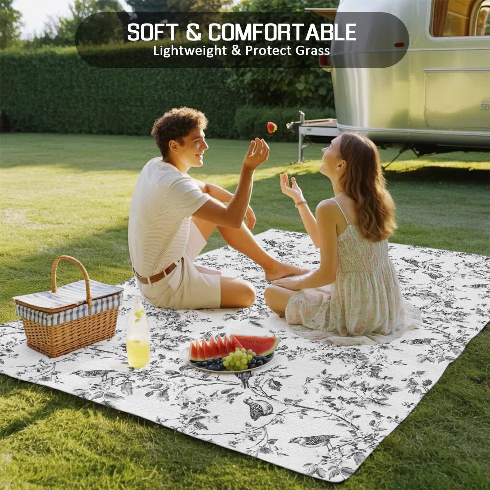 Outdoor Rug 5x8ft Flower Plant Large Area Rug Floral Birds Indoor Outdoor Carpet Outdoor Rugs Mats for Patio Camping,RV,Front Door, Outside Decor
