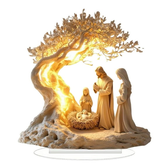 2D Jesus Birth Figurine Christmas Statue Gift Collection for Home Decor Artwork