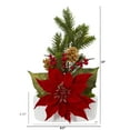 thumbnail image 2 of Nearly Natural Poinsettia, Berry and Pine Artificial Arrangement in White Vase, 2 of 2