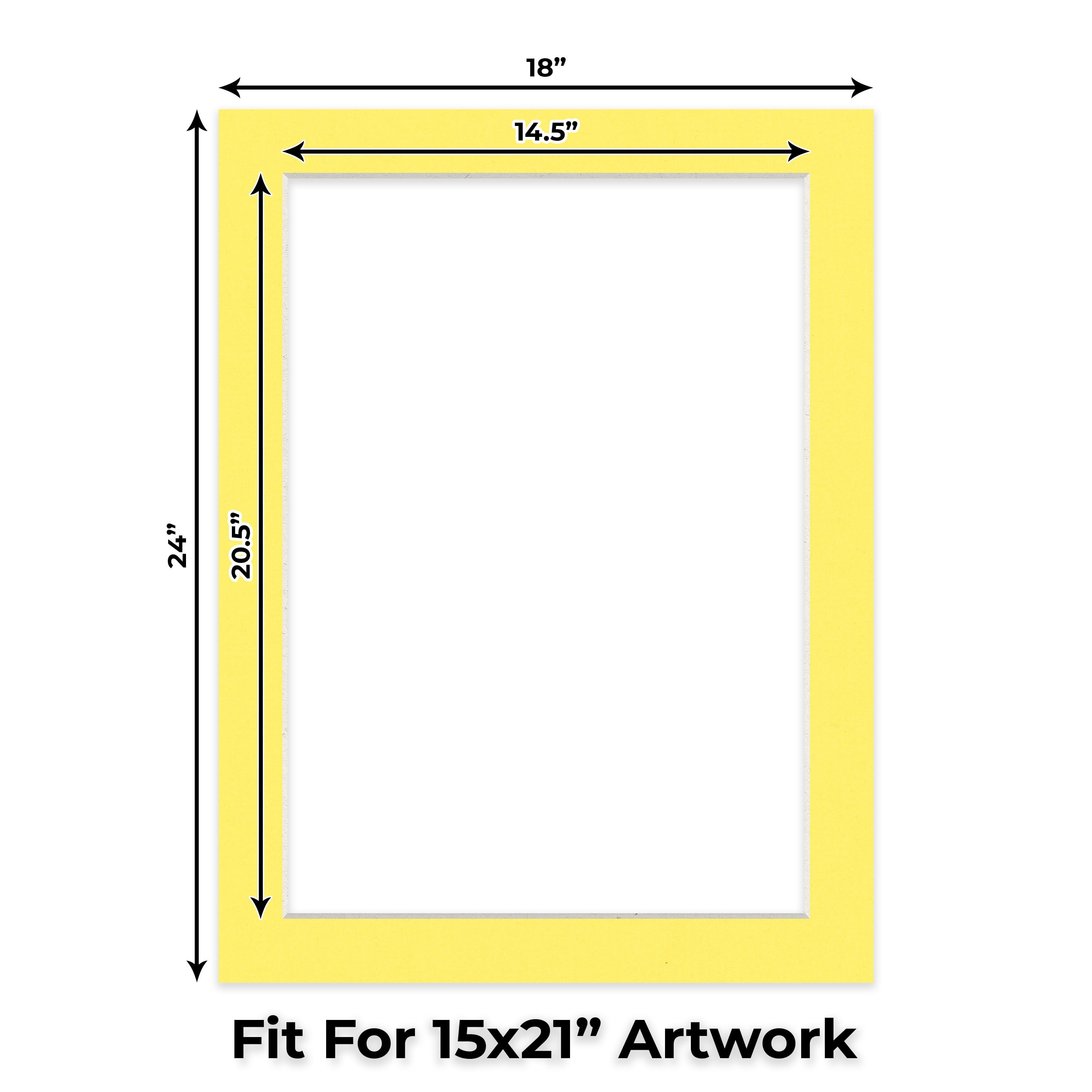 Yellow Picture Frame Mat for 18x24 Frames - Fits 15x21 Photos - 25 Mats
